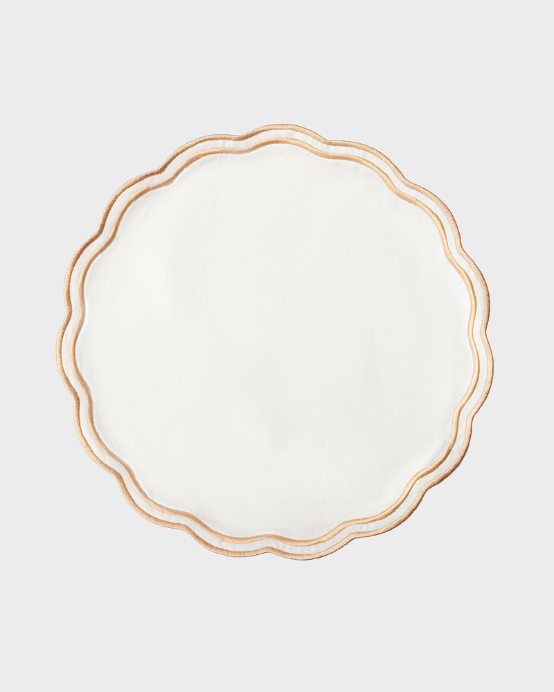 Opaline Marquise | Embroidered Placemat & Scalloped Napkin (Set of 2 Placemats & 2 Napkins)
