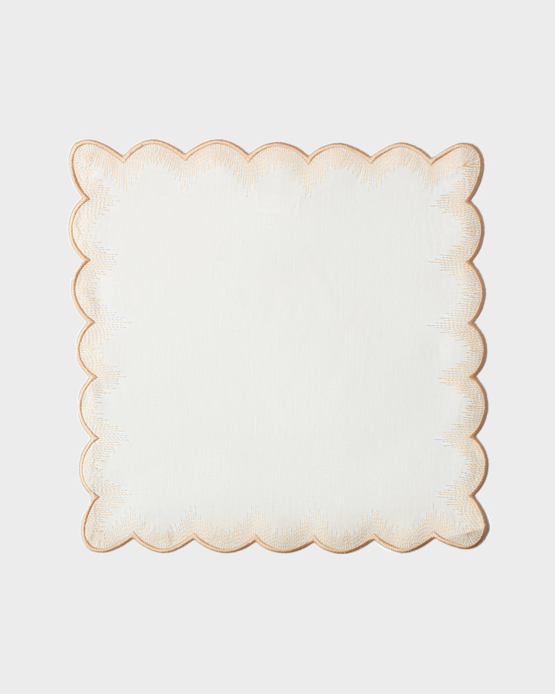 Opaline Marquise | Embroidered Placemat & Scalloped Napkin (Set of 2 Placemats & 2 Napkins)