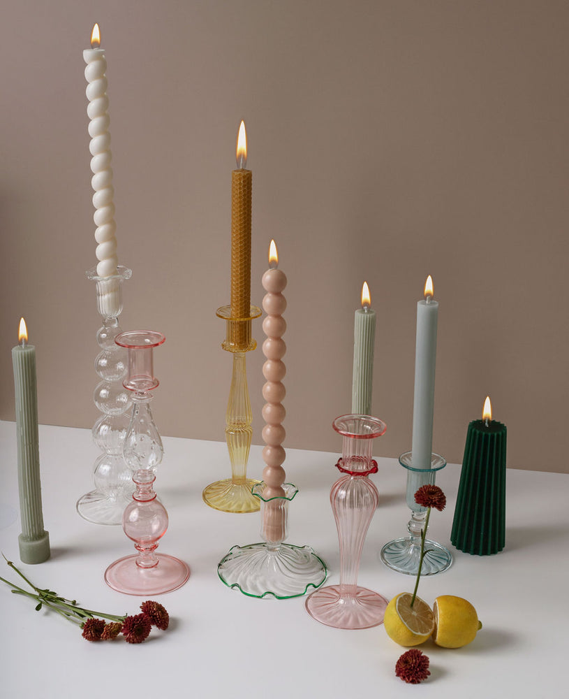 ROSEATE DOTS | GLASS CANDLESTICK