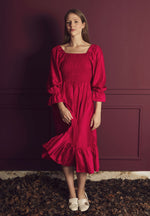 (PRE-ORDER) BELLA | FUCHSIA SHIRRED BOW DRESS