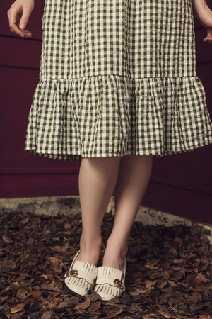 (PRE-ORDER) SELMA | OLIVE GINGHAM DRESS