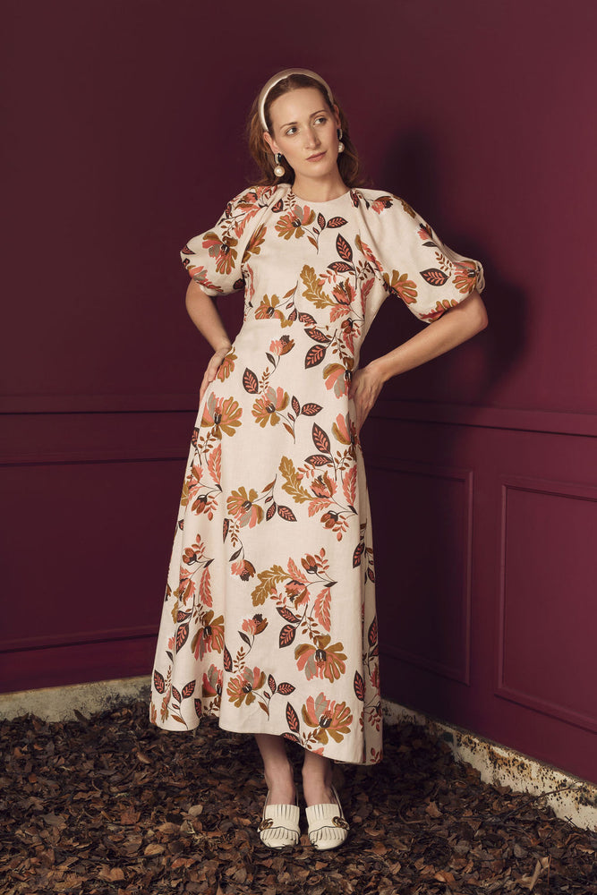 (PRE-ORDER) JODY | LINEN FLORAL TAILORED DRESS